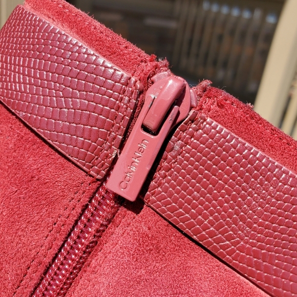 Calvin Klein Women's Georgene Pointed Toe Mid-Calf Fashion Boots, Red Size 8 EUC - Picture 6 of 16